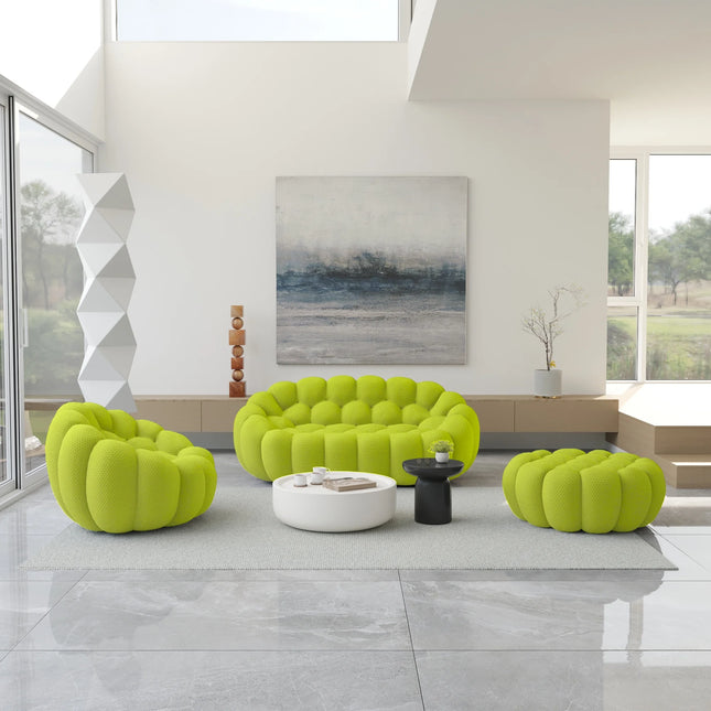 Solenza Bubble | 2-Seat Modular Loveseat + Modular Sofa Chair + Ottoman  | 3D-Knitted Fabric