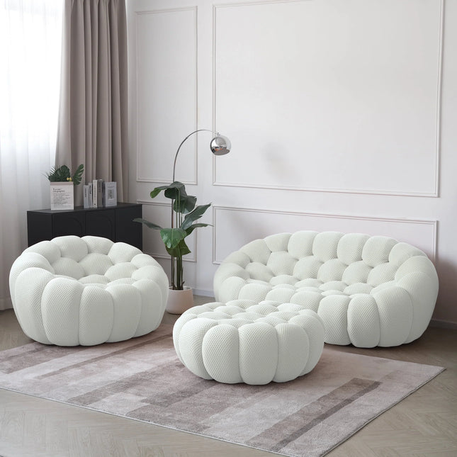 Solenza Bubble | 2-Seat Modular Loveseat + Modular Sofa Chair + Ottoman  | 3D-Knitted Fabric