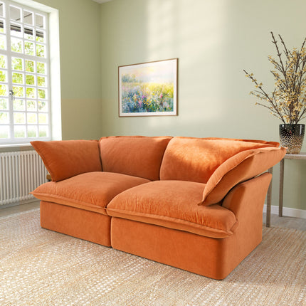 Solenza Lounge Bloom | 83" 2-Seat Modular Cloud Sofa | Washable Velvet