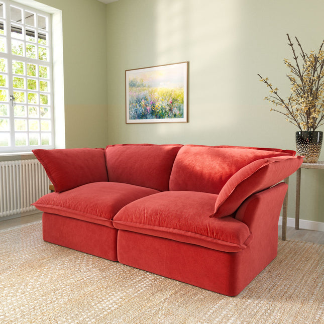 Solenza Lounge Bloom | 83" 2-Seat Modular Cloud Sofa | Washable Velvet