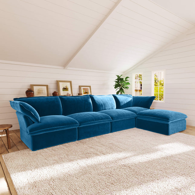 Solenza Vellura | 162" 4-Seat L-Shape Sectional | Washable Velvet