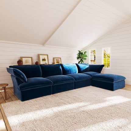 Solenza Vellura | 162" 4-Seat L-Shape Sectional | Washable Velvet