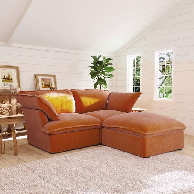 Solenza Vellura | 83" 2-Seat + Ottoman | Washable Velvet