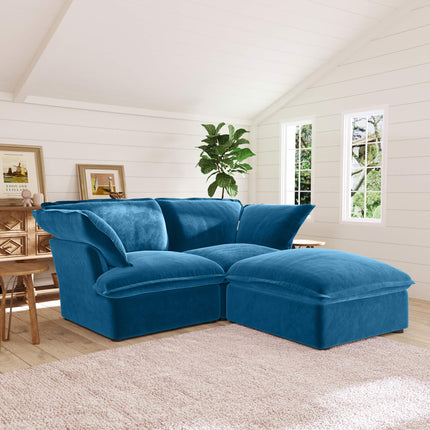 Solenza Vellura | 83" 2-Seat + Ottoman | Washable Velvet