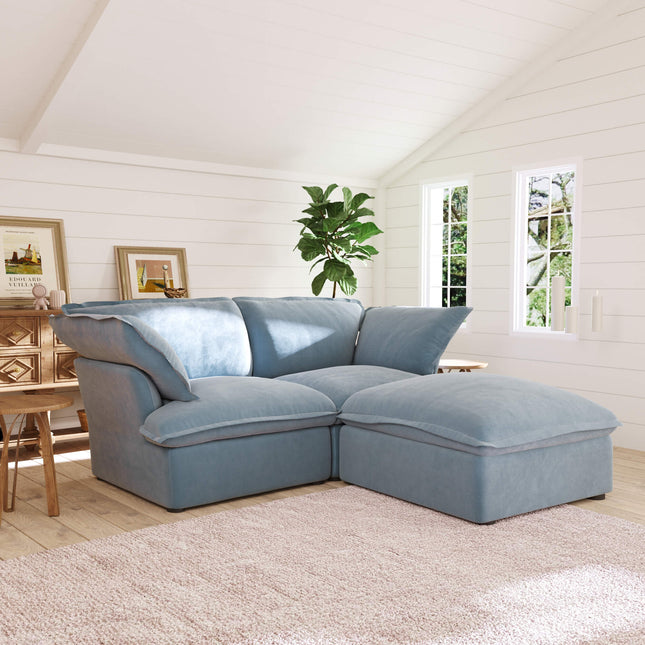 Solenza Vellura | 83" 2-Seat + Ottoman | Washable Velvet