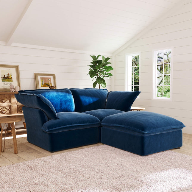 Solenza Vellura | 83" 2-Seat + Ottoman | Washable Velvet