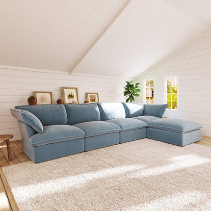 Solenza Vellura | 162" 4-Seat L-Shape Sectional | Washable Velvet