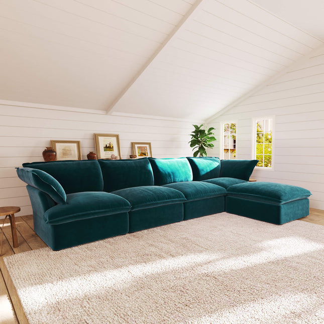 Solenza Vellura | 162" 4-Seat L-Shape Sectional | Washable Velvet