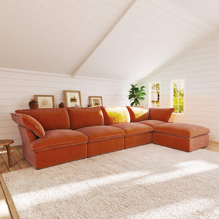 Solenza Vellura | 162" 4-Seat L-Shape Sectional | Washable Velvet