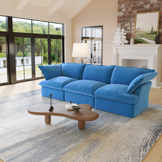 Solenza Lounge Bloom | 123" 3-Seat Modular Cloud Sofa | Washable Velvet