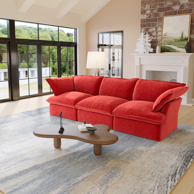 Solenza Lounge Bloom | 123" 3-Seat Modular Cloud Sofa | Washable Velvet
