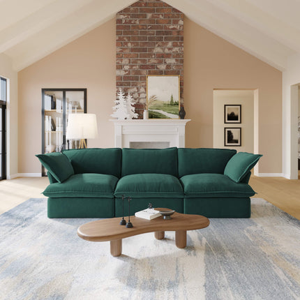 Solenza Lounge Bloom | 123" 3-Seat Modular Cloud Sofa | Washable Velvet