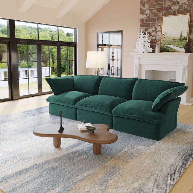 Solenza Lounge Bloom | 123" 3-Seat Modular Cloud Sofa | Washable Velvet
