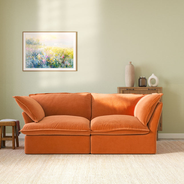 Solenza Lounge Bloom | 83" 2-Seat Modular Cloud Sofa | Washable Velvet