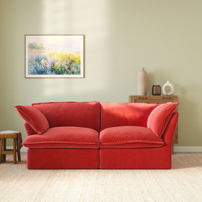 Solenza Lounge Bloom | 83" 2-Seat Modular Cloud Sofa | Washable Velvet