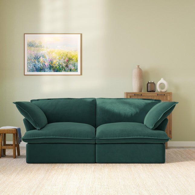 Solenza Lounge Bloom | 83" 2-Seat Modular Cloud Sofa | Washable Velvet