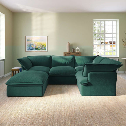 Solenza Lounge Bloom | 123" 5-Seat Corner Sectional | Washable Velvet