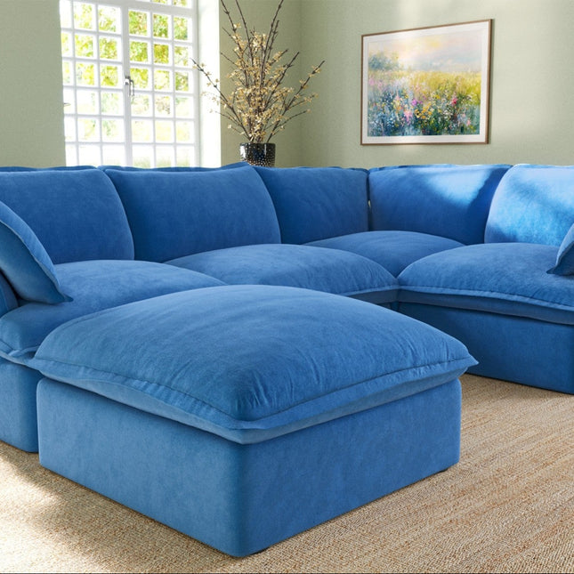 Solenza Lounge Bloom | 123" 5-Seat Corner Sectional | Washable Velvet