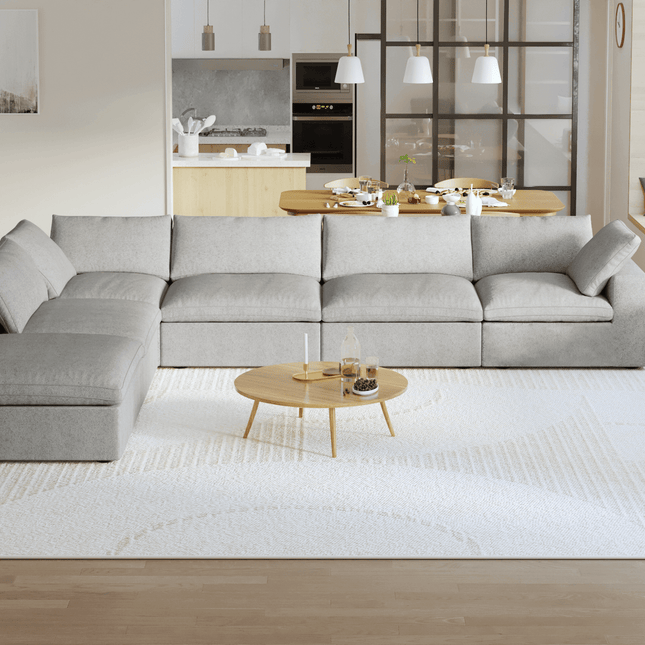 Solenza Nuvia | 160" V-Shaped Cloud Modular 4-Seat + Ottoman | Washable