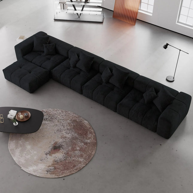 Solenza Elysian | 184" XL Modular 4-Seater Deep Seat Chaise | Washable Linen Sofa