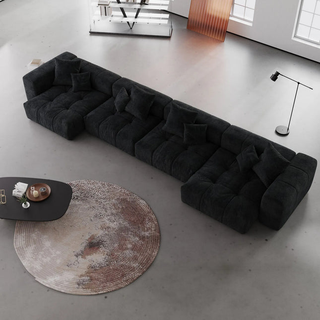 Solenza Elysian | 184" XL Modular 4-Seater Deep Seat Sectional | Washable Linen Sofa