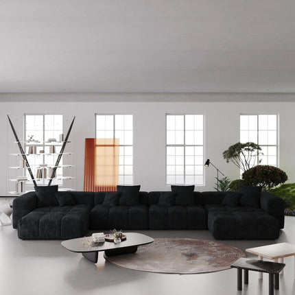 Solenza Elysian | 184" XL Modular Corduroy U-Shaped Sectional + 2 Ottomans | Washable Sofa