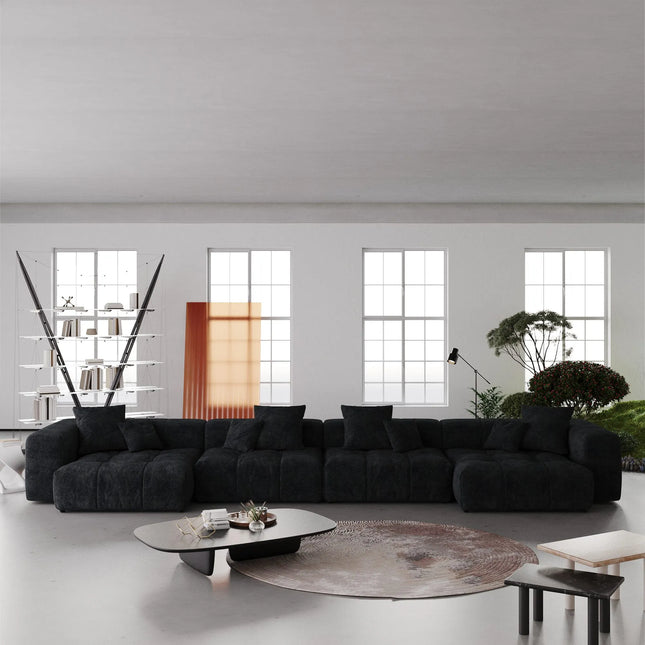 Solenza Elysian | 184" XL Modular 4-Seater Deep Seat Sectional | Washable Linen Sofa