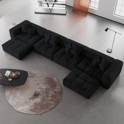 Solenza Elysian | 184" XL Modular Corduroy U-Shaped Sectional + 2 Ottomans | Washable Sofa
