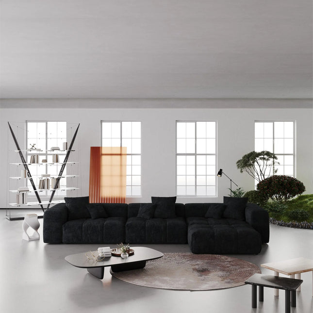 Solenza Elysian | 144" Modular 3-Seater L-Shaped Sectional + Ottoman | Washable Linen Sofa