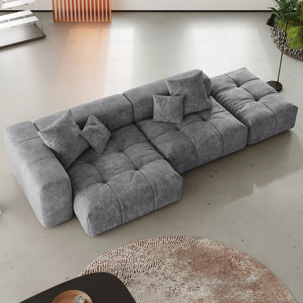 Solenza Elysian | 119" Modular 3-Seater Sectional + Ottoman | Washable Linen Sofa