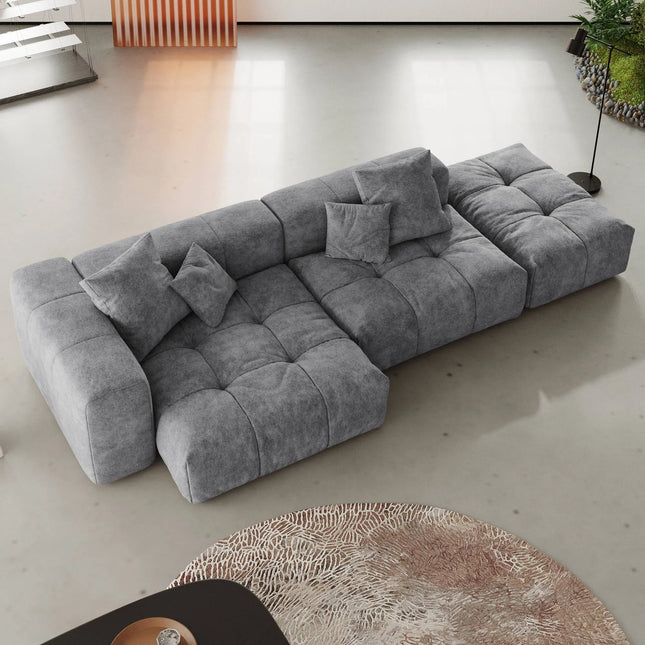 Solenza Elysian | 119" Modular 3-Seater Sectional + Ottoman | Washable Linen Sofa