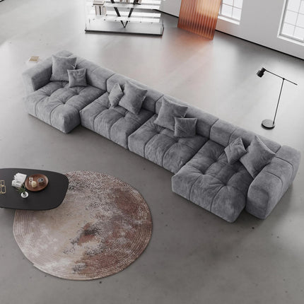 Solenza Elysian | 184" XL Modular 4-Seater Deep Seat Sectional | Washable Linen Sofa