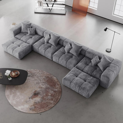 Solenza Elysian | 184" XL Modular Corduroy U-Shaped Sectional + 2 Ottomans | Washable Sofa