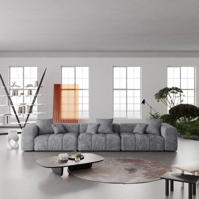 Solenza Elysian | 144" Modular 3-Seater Sectional | Washable Linen Sofa