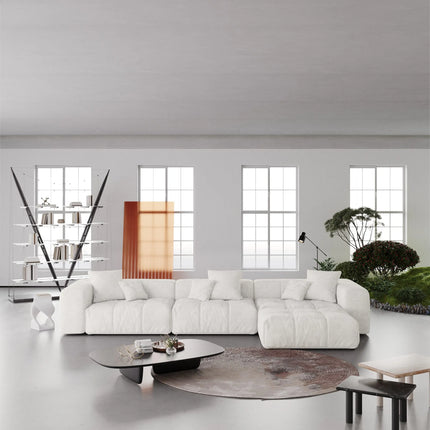 Solenza Elysian | 144" Modular 3-Seater L-Shaped Sectional + Ottoman | Washable Linen Sofa