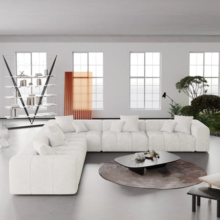 Solenza Elysian | 144" XL Modular 5-Seater V-Shaped Sectional | Washable Linen Sofa