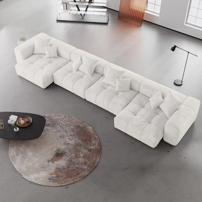 Solenza Elysian | 184" XL Modular 4-Seater Deep Seat Sectional | Washable Linen Sofa