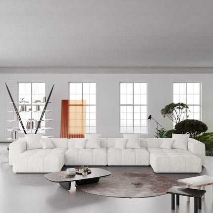 Solenza Elysian | 184" XL Modular Corduroy U-Shaped Sectional + 2 Ottomans | Washable Sofa
