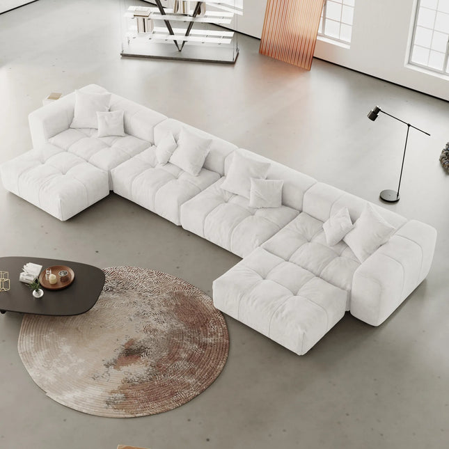 Solenza Elysian | 184" XL Modular Corduroy U-Shaped Sectional + 2 Ottomans | Washable Sofa