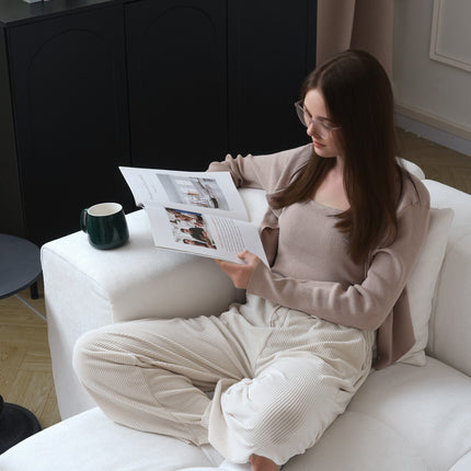 Solenza Elysian | 104" Modular 3-Seater Chaise Sectional | Washable Linen Sofa