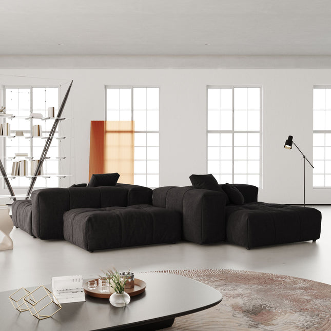 Solenza Elysian | 92" Modular 4-Piece Sectional Sofa | Washable Linen Sofa