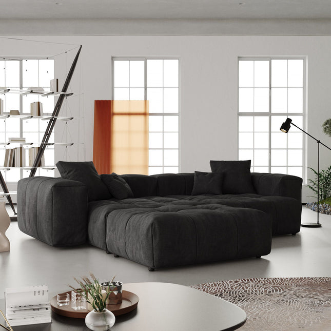 Solenza Elysian | 104" Modular 3-Seater Chaise Sectional | Washable Linen Sofa