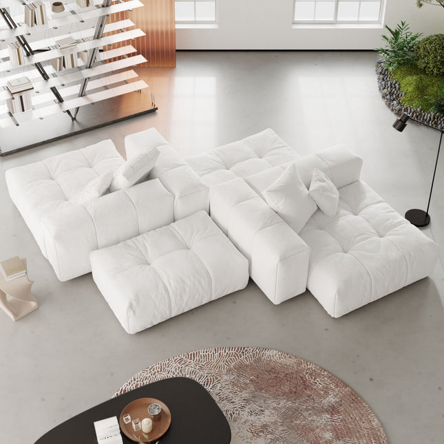 Solenza Elysian | 92" Modular 4-Piece Sectional Sofa | Washable Linen Sofa