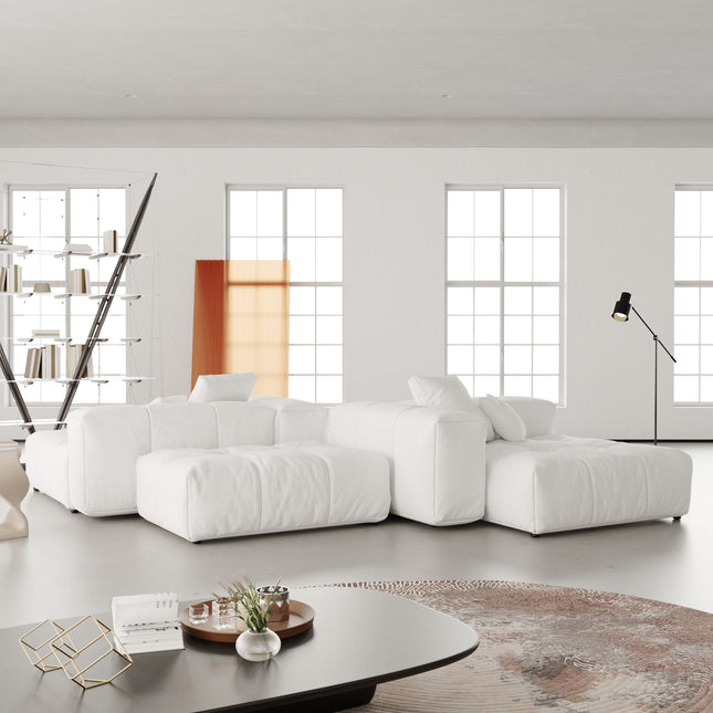 Solenza Elysian | 92" Modular 4-Piece Sectional Sofa | Washable Linen Sofa