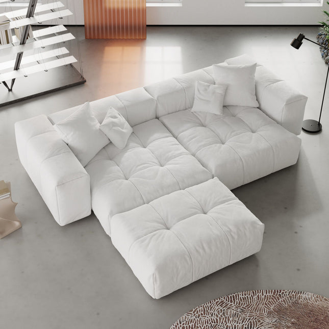 Solenza Elysian | 104" Modular 3-Seater Chaise Sectional | Washable Linen Sofa