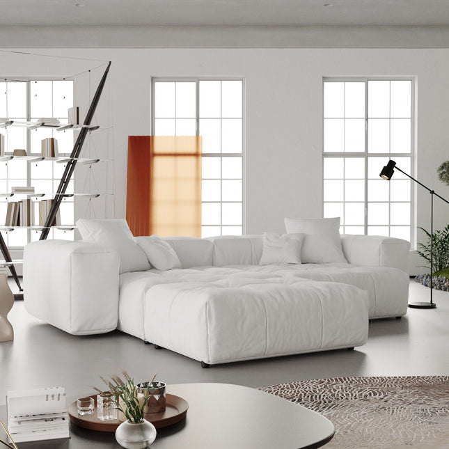 Solenza Elysian | 104" Modular 3-Seater Chaise Sectional | Washable Linen Sofa