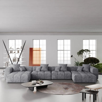 Solenza Elysian | 184" XL Modular Corduroy U-Shaped Sectional + 2 Ottomans | Washable Sofa