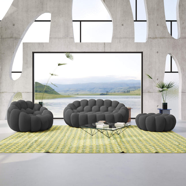 Solenza Bubble | 2-Seat Modular Loveseat + Modular Sofa Chair + Ottoman  | 3D-Knitted Fabric