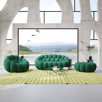 Solenza Bubble | 2-Seat Modular Loveseat + Modular Sofa Chair + Ottoman  | 3D-Knitted Fabric