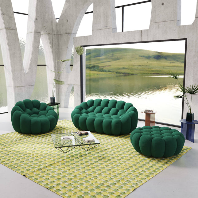 Solenza Bubble | 2-Seat Modular Loveseat + Modular Sofa Chair + Ottoman  | 3D-Knitted Fabric